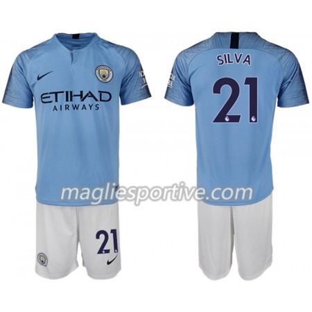 Completo Calcio Manchester City SILVA 21 Bambino Divisa Prima 2018/2019